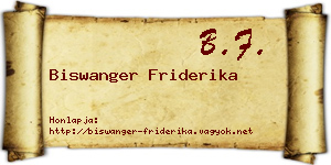 Biswanger Friderika névjegykártya